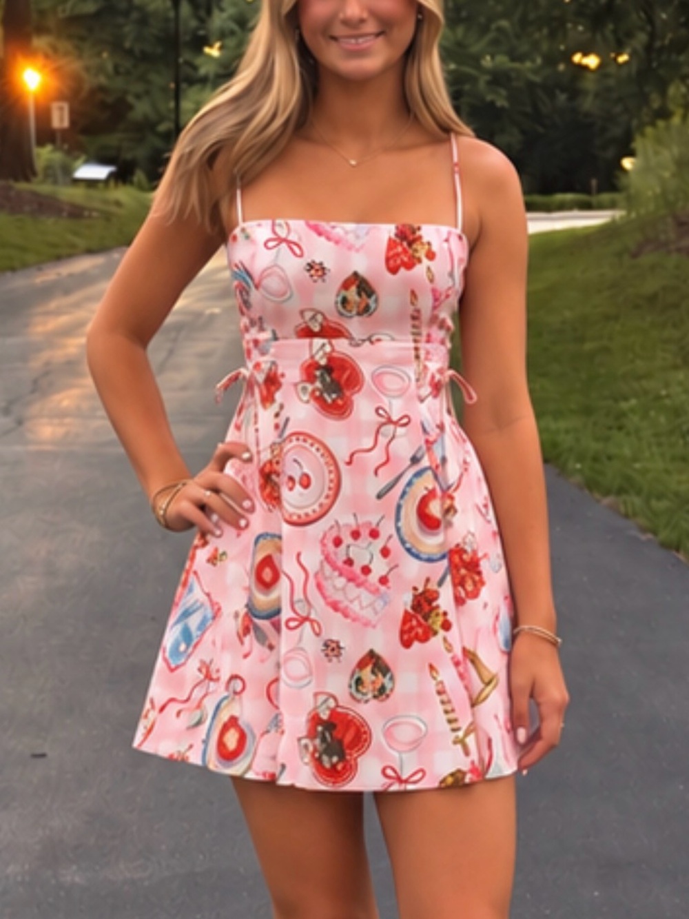 Urban Outfitters Pink Printed Sweet Treat Mini Dress